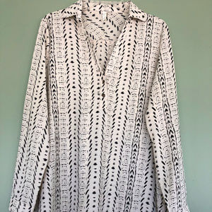 PINKBLUSH tunic blouse cream black print XL